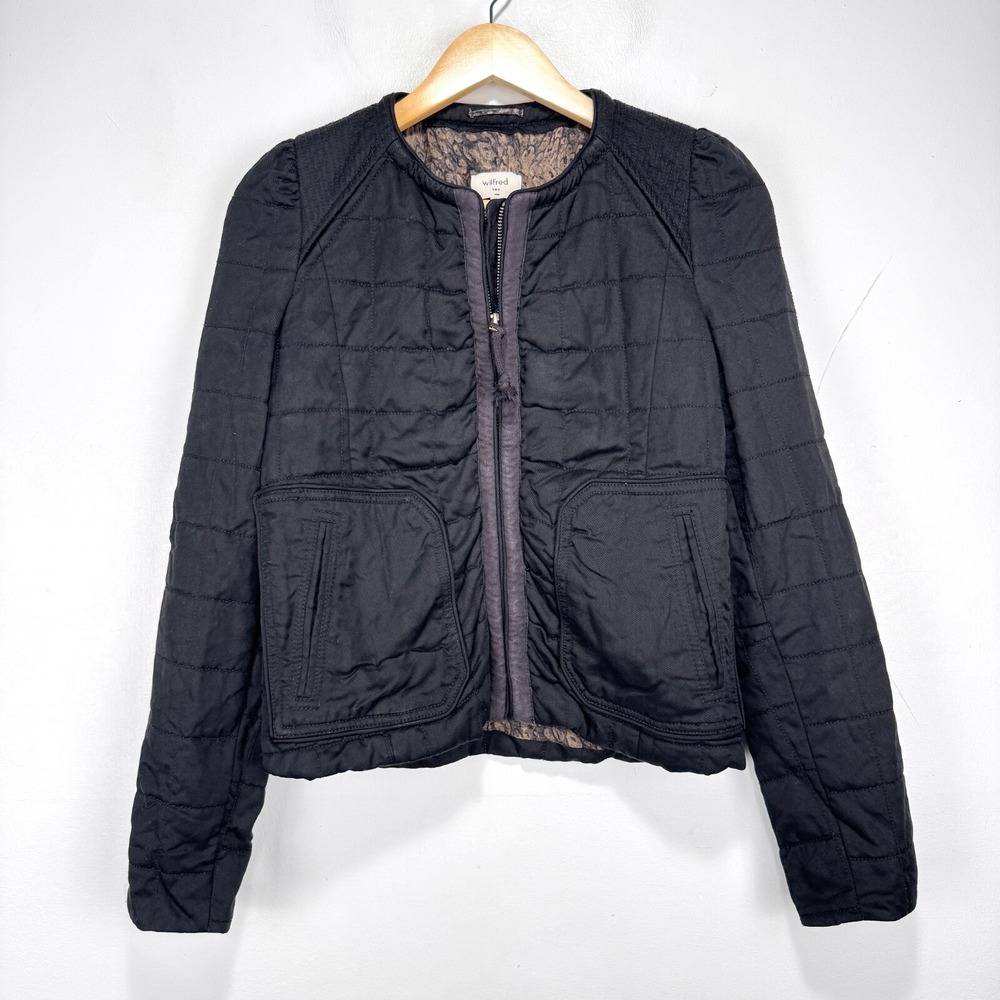 Wilfred Two Dauphine Bomber Jacket Women Size 2 Black Quilted Zip Tencel - Picture 11 of 11